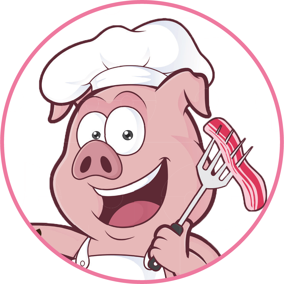 A simplified piggy pouch bacon grease container logo focusing on the pigs head and face