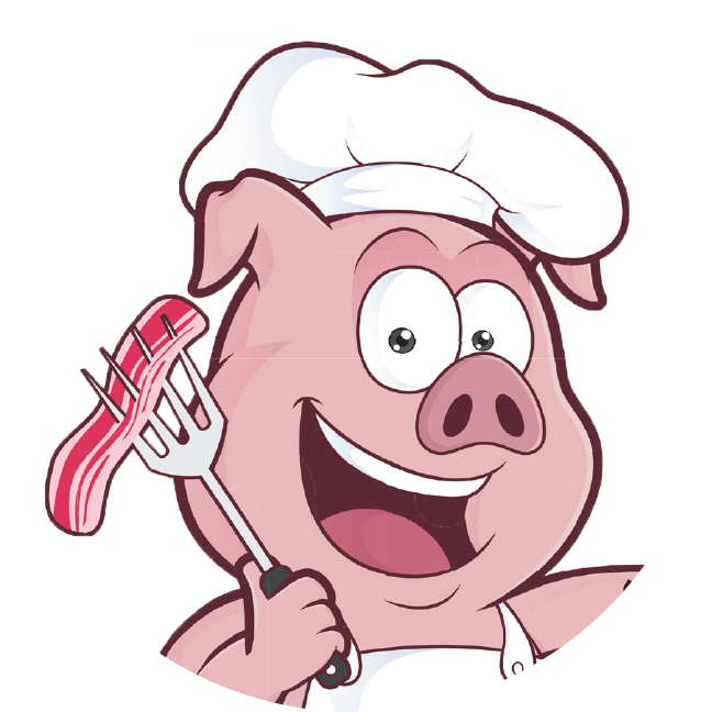 A simplified piggy pouch bacon grease container logo focusing on the pigs head and face